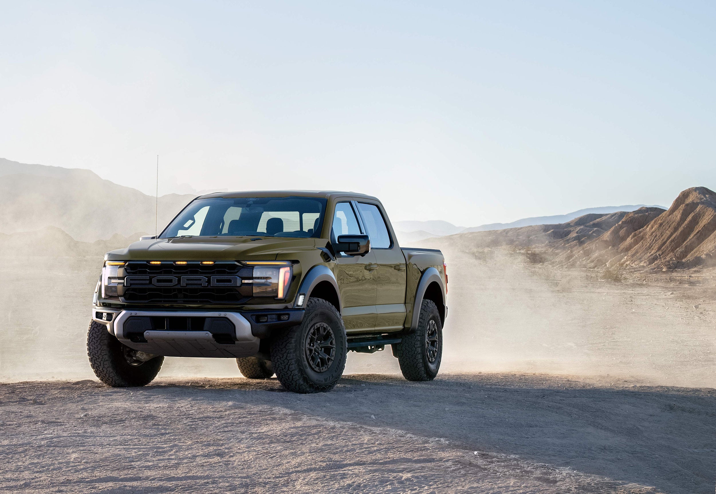 2025 Ford F150 Raptor green truck